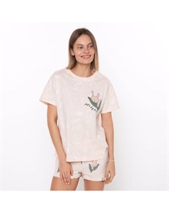 Пижама женская (футболка, шорты), бежевая, размер 54 Дарья