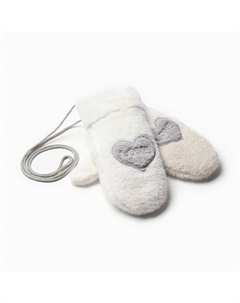 Варежки женские на иск.меху Love 24 см молочный Minaku