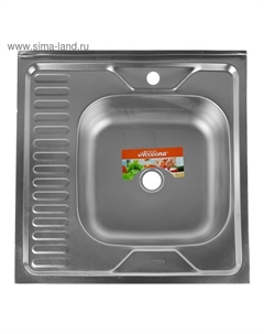 Мойка кухонная Accoona Ad=6060-R, накладная, правая, толщина 0.4 мм, 600×600×140 мм, матовая