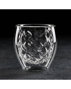 Стакан с двойными стенками «Дуо», Ананас, 250 мл, 8.5×8.5×9 см, стекло, прозрачный Magistro