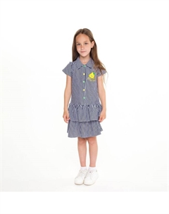 Платье для девочки, цвет синий/белый, рост 110 см Luneva