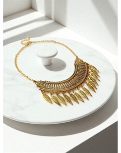 Колье «Ажурные перья», цвет чернёное золото, 42 см Qf