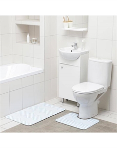 Набор ковриков для ванной и туалета «Паркет», 2 шт.: 50×80 см, 40×50 см, голубой Доляна