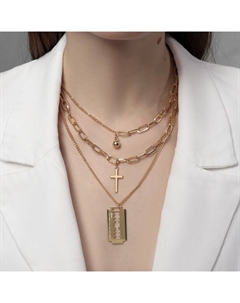 Кулон «Цепь» бритва, крестик, бусина, цвет золото, 50 см Qf
