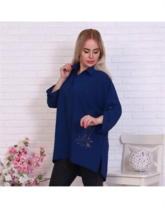 Платье рубашка, цвет синий, размер 60 Натали