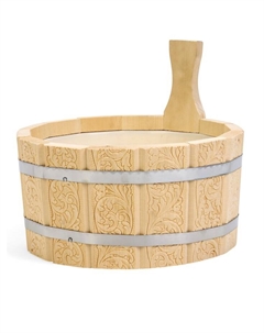 Шайка - ушат для бани и сауны «Русский узор», 4 л, деревянная, пластиковая вставка, «» Добропаровъ