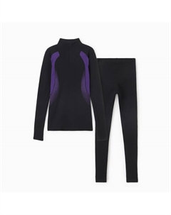 Комплект женский (фуфайка, кальсоны) термо, цвет чёрный/фиолетовый, р-р 46 Modno.ru