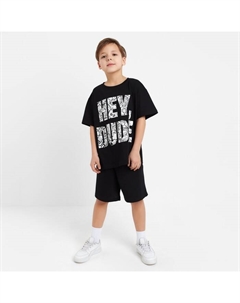 Комплект для мальчика (футболка, шорты) Hype, рост 164-170 см, чёрный Kaftan