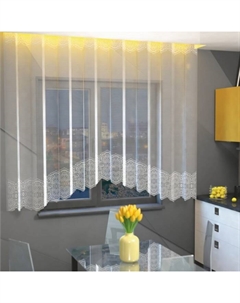 Тюль на кухню со шторной лентой, 285×160 см, цвет белый, 100% полиэстер Лента