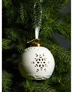 Ёлочный шар с подсветкой «Снежинка», 10×8.8×8.8 см, 1 LED, керамика, от батареек LR44×3, керамика, свечение тёплое белое Luazon lighting