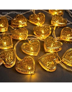 Гирлянда «Нить» 4 м с насадками «Сердечко», IP20, прозрачная нить, 20 LED, свечение тёплое белое, 8 режимов, 220 В Luazon lighting