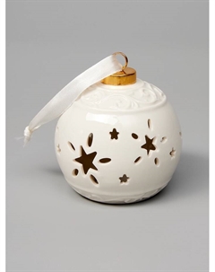 Ёлочный шар с подсветкой «Звёздочки», 10×8.8×8.8 см, 1 LED, керамика, от батареек LR44×3, керамика, свечение тёплое белое Luazon lighting