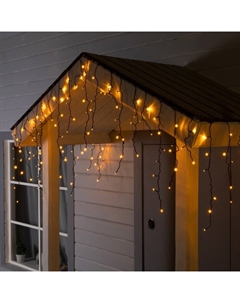 Гирлянда «Бахрома» 4 × 0.6 м, IP44, тёмная нить, 180 LED, свечение жёлтое, 8 режимов, 220 В Luazon lighting