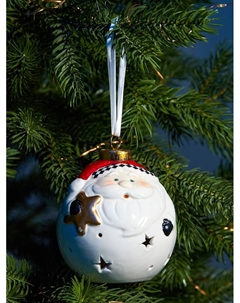 Ёлочный шар с подсветкой «Дед Мороз», 10×8.6×8.6 см, 1 LED, керамика, от батареек LR44×3, керамика, свечение тёплое белое Luazon lighting