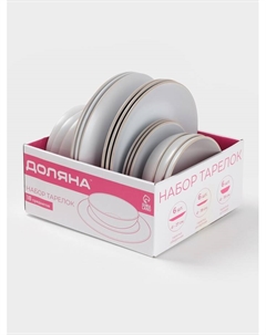 Тарелки «Ваниль», 18 предметов: 6 тарелок d=19 см, 6 тарелок d=27 см, 6 мисок d=19 см, керамика, белые Доляна