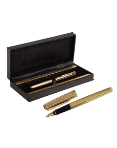 Ручка подарочная шариковая в кожзам футляре ПБ S, корпус золотистый Calligrata