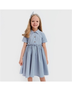 Платье для девочки с воротником, размер 36 (134-140 см), серо-голубое Kaftan