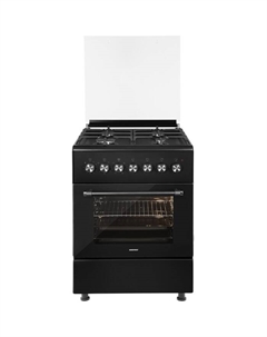 Плита NORDFROST GE 6064 B, газовая, 4 конфорки, 63 л, электрическая духовка, чёрная Nordfrost