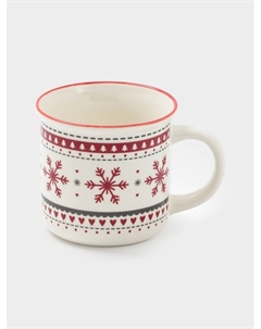 Кружка «Новый год. Снежинки», 380 мл, фарфор, белая Доляна
