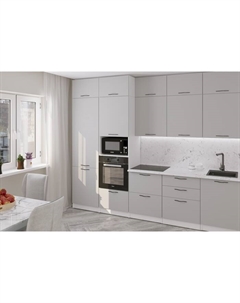 Кухонный гарнитур прямой «Шелли экстра», 3000 мм, цвет шиншилла серая/белый Gerda