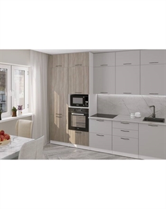 Кухонный гарнитур прямой «Парма экстра», 3000 мм, цвет белый/шиншилла серая/джарра Gerda