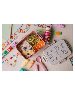 Ланч-бокс для еды с ложкой «Люблю вкусняшки», 1 л, в школу, 18×14×6.5 см, пшеничная солома, МИКС Доляна