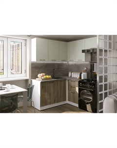 Кухонный гарнитур угловой «Анхель мега прайм», 1600×1700 мм, цвет дуб дарго/белый/орегано Gerda