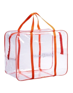 Сумка в роддом, размер 40х50х25 см, карман сбоку, цвет прозрачный/оранжевый Mum&baby
