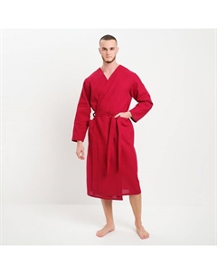 Халат мужской вафельный запашной, цвет вишня, размер 54, 160 гр/м Текстильный городок