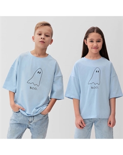 Футболка детская : Exclusive print, голубая, рост 128 см Minaku