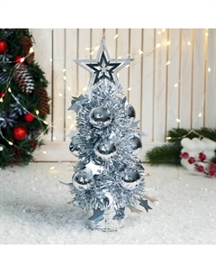 Искусственная ёлка настольная «. Праздничная», 10×26 см, ПВХ ветки, серебристая Зимнее волшебство