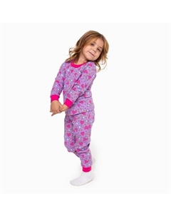Пижама для девочки, цвет сиреневый/звёзды и сердца, рост 98 см Юниор текстиль
