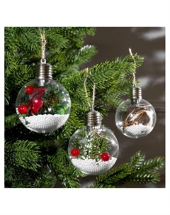 Набор ёлочных шаров «Зимний лес», 3 шт., d=8 см, 1 LED, от батареек, свечение белое Luazon lighting