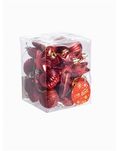 Ёлочные игрушки «Грация», шары новогодние, набор 24 шт., ассорти, красный Зимнее волшебство