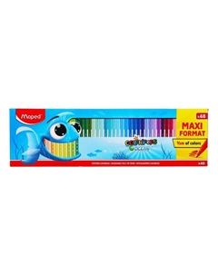 Фломастеры 48 цветов COLOR'PEPS OCEAN, с заблокированным пишущим узлом, суперсмываемые, в картонной коробке Maped