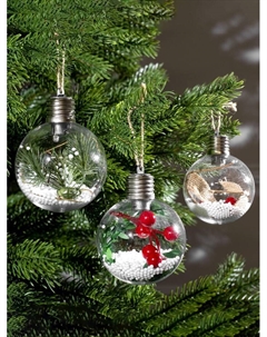 Набор ёлочных шаров «Зимний лес», 3 шт., d=8 см, 1 LED, от батареек, свечение тёплое белое Luazon lighting
