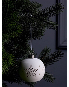 Ёлочный шар «Звёздочки», 6.9×6.9×5.9 см, 1 LED, керамика, от батареек LR44×3, свечение тёплое белое Luazon lighting