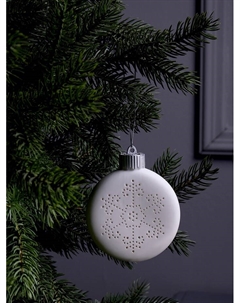 Ёлочный шар «Снежинка», 8.7×3.1×9.8 см, 1 LED, керамика, от батареек LR44×3, свечение тёплое белое Luazon lighting