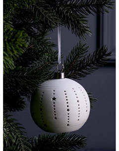 Ёлочный шар «Звёзды», 9×9×9.8 см, 1 LED, керамика, от батареек LR44×3, свечение тёплое белое Luazon lighting