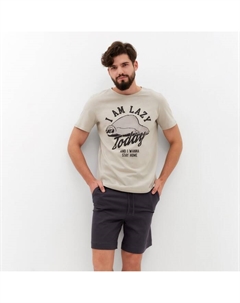 Пижама мужская (футболка, шорты) i`m lazy, размер 48, серая Kaftan