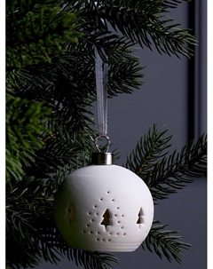 Ёлочный шар «Ёлочки», 6.9×6.9×5.9 см, 1 LED, керамика, от батареек LR44×3, свечение тёплое белое Luazon lighting