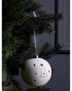 Ёлочный шар «Ёлки», 9×9×9.8 см, 1 LED, керамика, от батареек LR44×3, свечение тёплое белое Luazon lighting