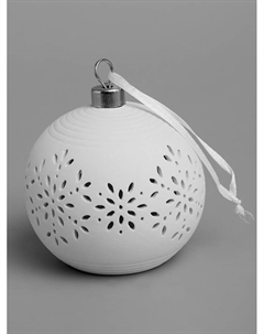 Ёлочный шар «Снежинки», 9×9×9.8 см, 1 LED, керамика, от батареек LR44×3, свечение тёплое белое Luazon lighting