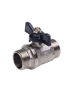 Кран шаровой AQUALINK, PN 50, наружная/наружная резьба 3/4", бабочка, никелированный Aqualink