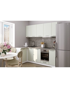 Кухонный гарнитур угловой «Флора прайм», 1100×2000 мм, цвет орегано/белый Gerda