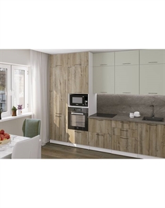 Кухонный гарнитур прямой «Анхель экстра», 3000 мм, цвет дуб дарго/белый/орегано Gerda