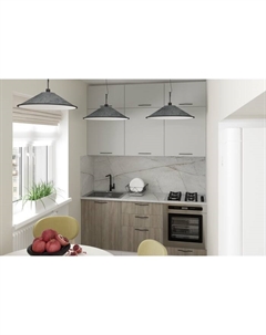 Кухонный гарнитур прямой «Парма макси», 1800 мм, цвет белый/шиншилла серая/джарра Gerda