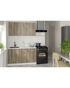 Кухонный гарнитур прямой «Альта медиум», 1400 мм, цвет дуб дарго/белый глянец Gerda