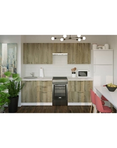 Кухонный гарнитур прямой «Альта мега», 2300 мм, цвет дуб дарго/белый глянец Gerda