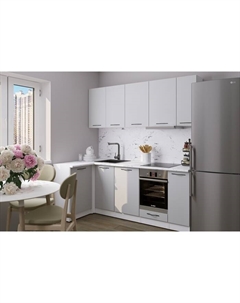 Кухонный гарнитур угловой «Шелли прайм», 1100×2000 мм, цвет шиншилла серая/белый Gerda